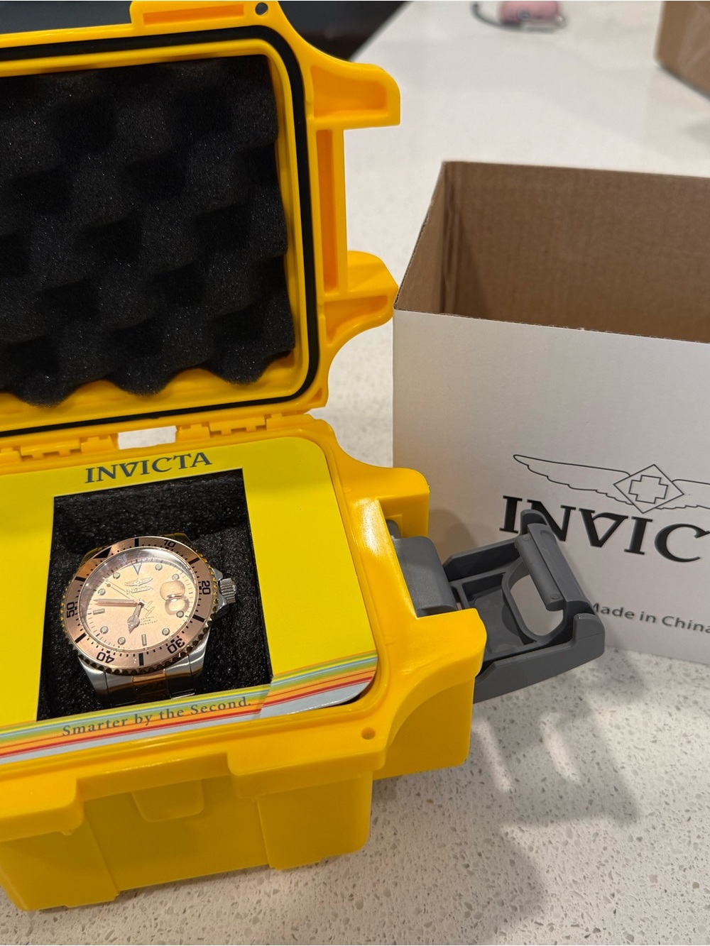 Invicta Rose Gold-Tone Dial Men's Watch with Yellow Presentation Case
